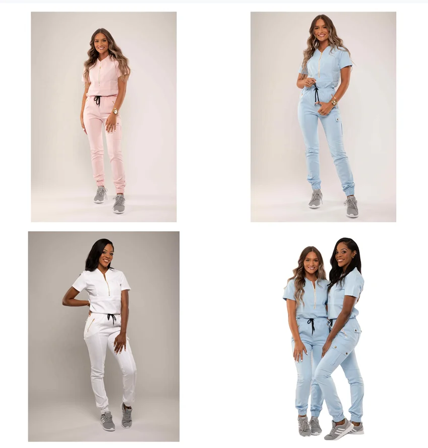 Wholesale Scrubs Uniforms Sets Custom Logo Nurse Jogger Stretch Women