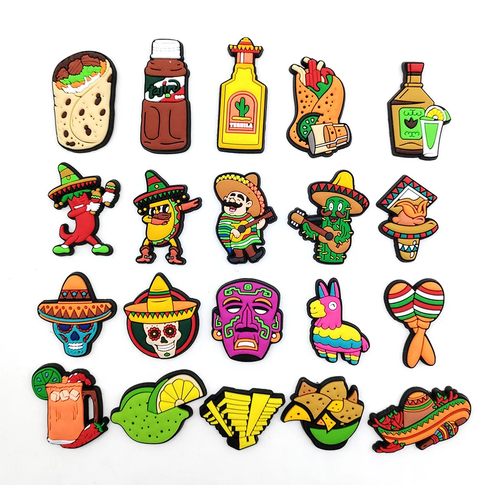 Personalizado para Halloween, acessórios alimentícios e bebidas em PVC 2D, ornamentos de sapato DIY, presentes personalizados fofos
