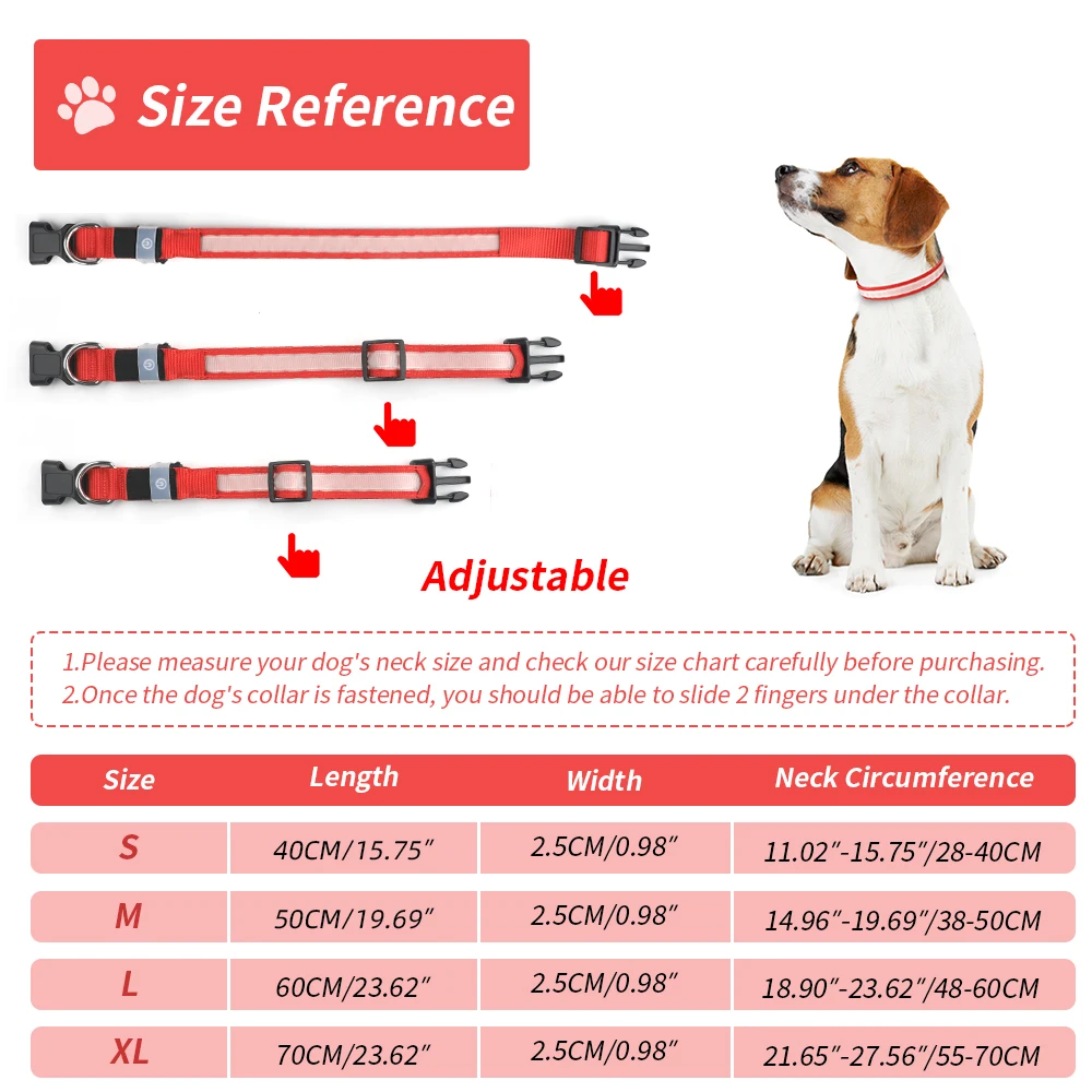China Wholesale Customized Led Light up Dog Collar Pet Accessories Rechargeable Waterproof Dog Led Collar