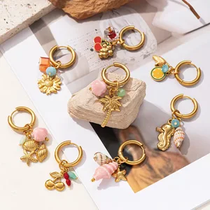 High-end Brand Pastoral Style Trendy Women's Drop Earrings Lightweight Luxurious Fruit Design Single Stainless Steel Earring