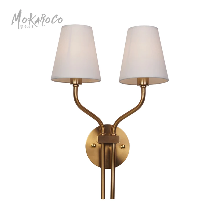 Europe and America Restore Ancient Ways Exquisite Cloth Cover Double Head Decorative for Hotel Living Room Wall Lamp
