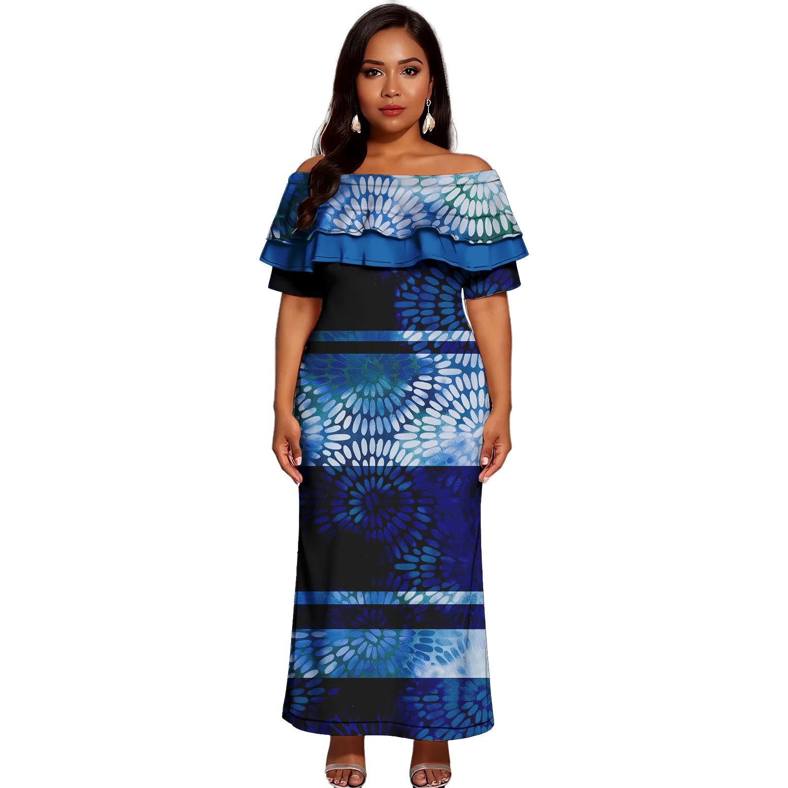 Latest Design Fiji Pacific Island Pattern Hawaiian Ruffles Casual Elegant Ladies  Dress Full-size Maxi Polynesian Clothing| Alibaba.com