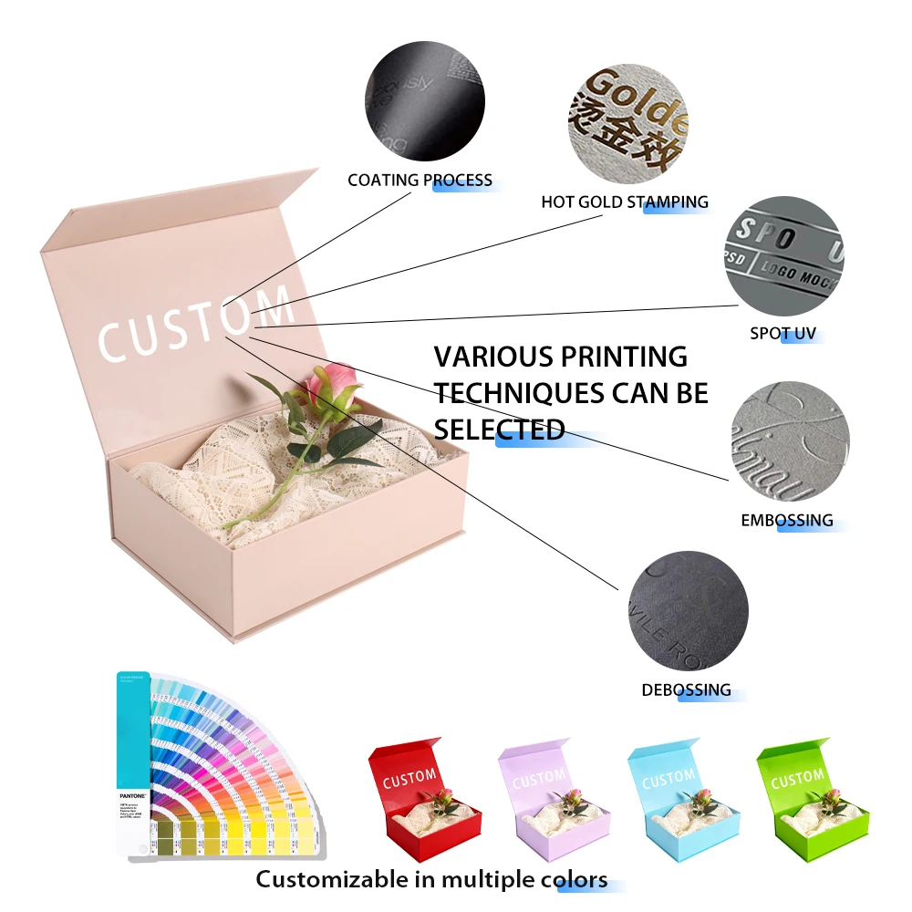 Custom Luxury Magnetic Flip Paper Box Sponge Lining for Gift Packaging Rigid Book Shape Packaging for Shoes Clothing