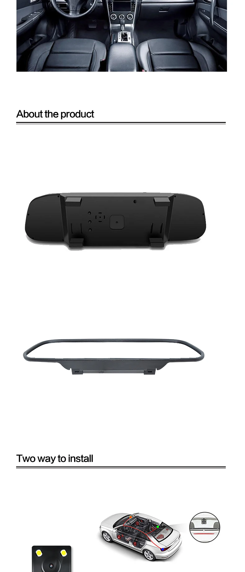 4.3 Inch Monitor Car Rearview Mirror Car Monitor Clip On Monitor With ...