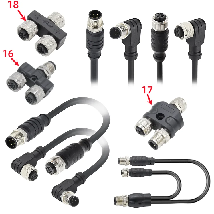 IP67 IP68 M12 Connector 5 Pin a Code Waterproof Welding Pcb Panel Mount Signal Male Female Plug Socket M12 Connector
