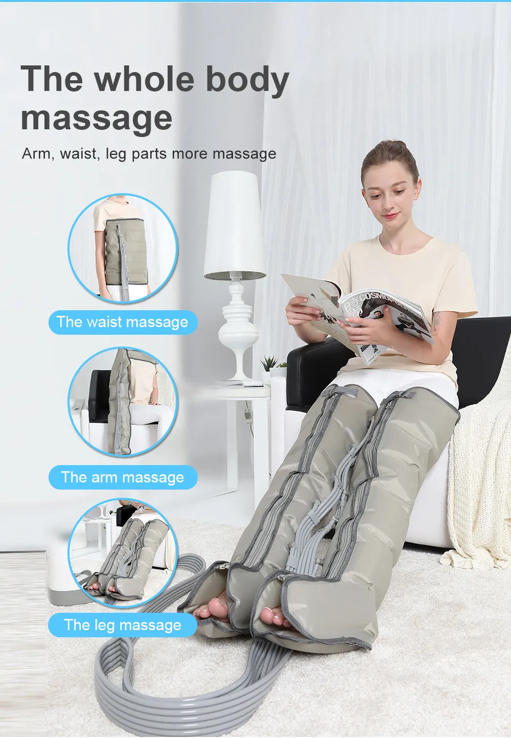 Leg Compression Air Compression Circulation Boots Rechargeable Recovery ...