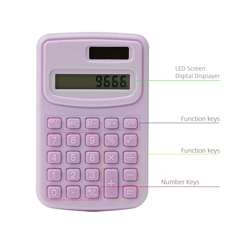 Perfect Gift Portable Calculator LCD Electronic ABS Coin Batteries Simple Design Big Button Handheld Calculator for Home Office