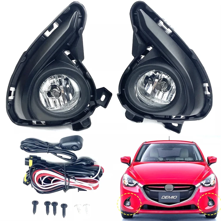 Front Fog Light Lamp Assembly for Mazda 2 DEMIO Hatchback 2014 2015  2016  2017 with Switch Wire Harness