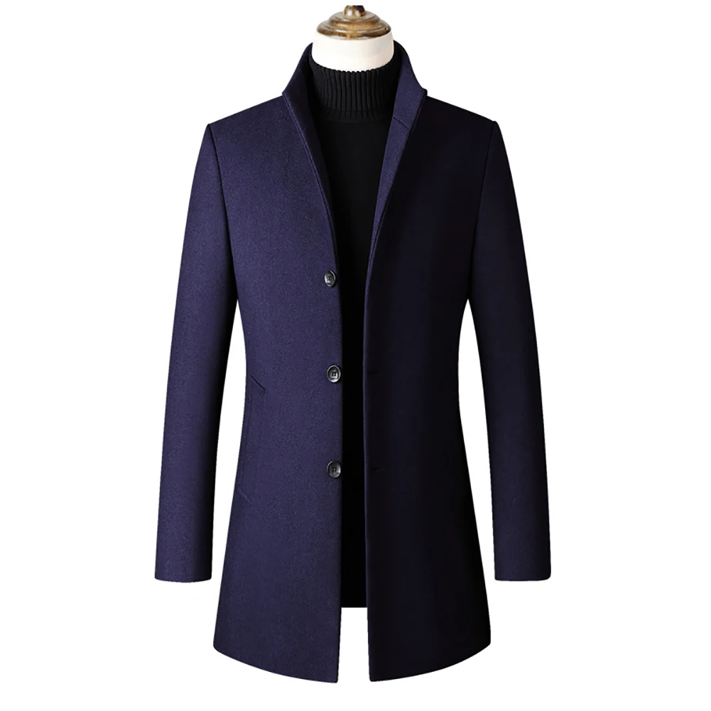 Long Coats For Men Autumn And Winter Woolen Casual Jackets Men's Plus ...