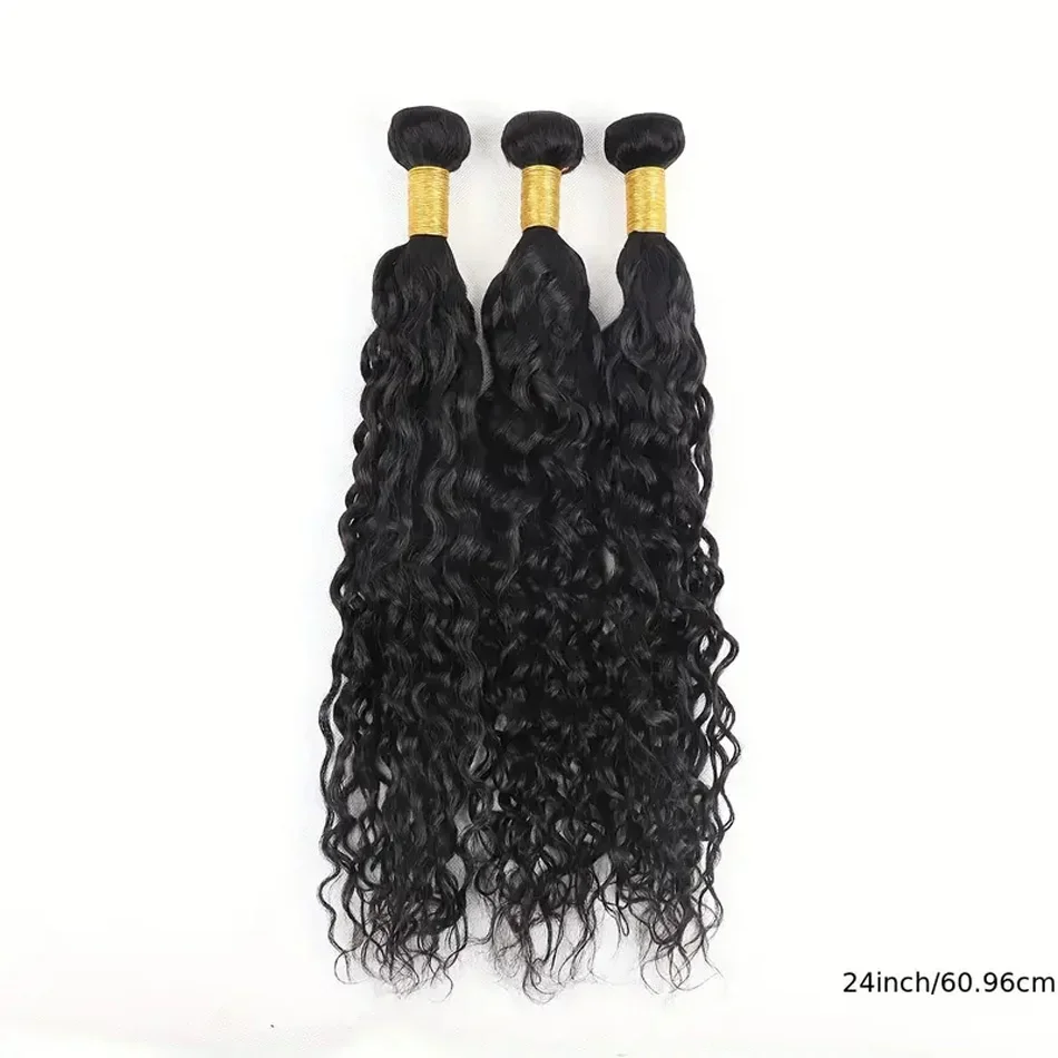 Water Wave Double Weft Bundles Human Hair For Women Natural Black Color 8-32 Inch_voghion.com