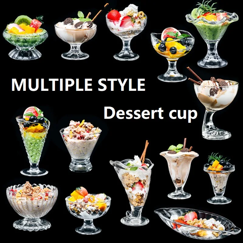 Wholesale Multiple Style Lead-free Glass Dessert Cups Dessert Glass Bowl Ice Cream Glass Cup