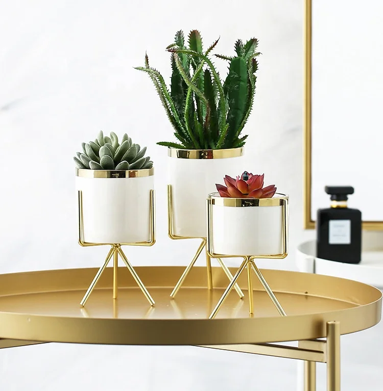 Vaso Da Pavimento In Metallo Mid-Century Con Treppiede – Alto 55 Cm, Largo 21 Cm – Finitura Oro – Per Orchidee, Piante, Decorazione Interni/Esterni - 3