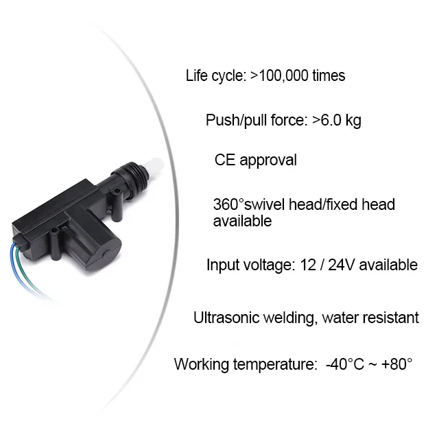 Promata Car Central Locking System 12v Door Lock Actuator with 4 Motors 6kg Push Power Car Center Lock Gun