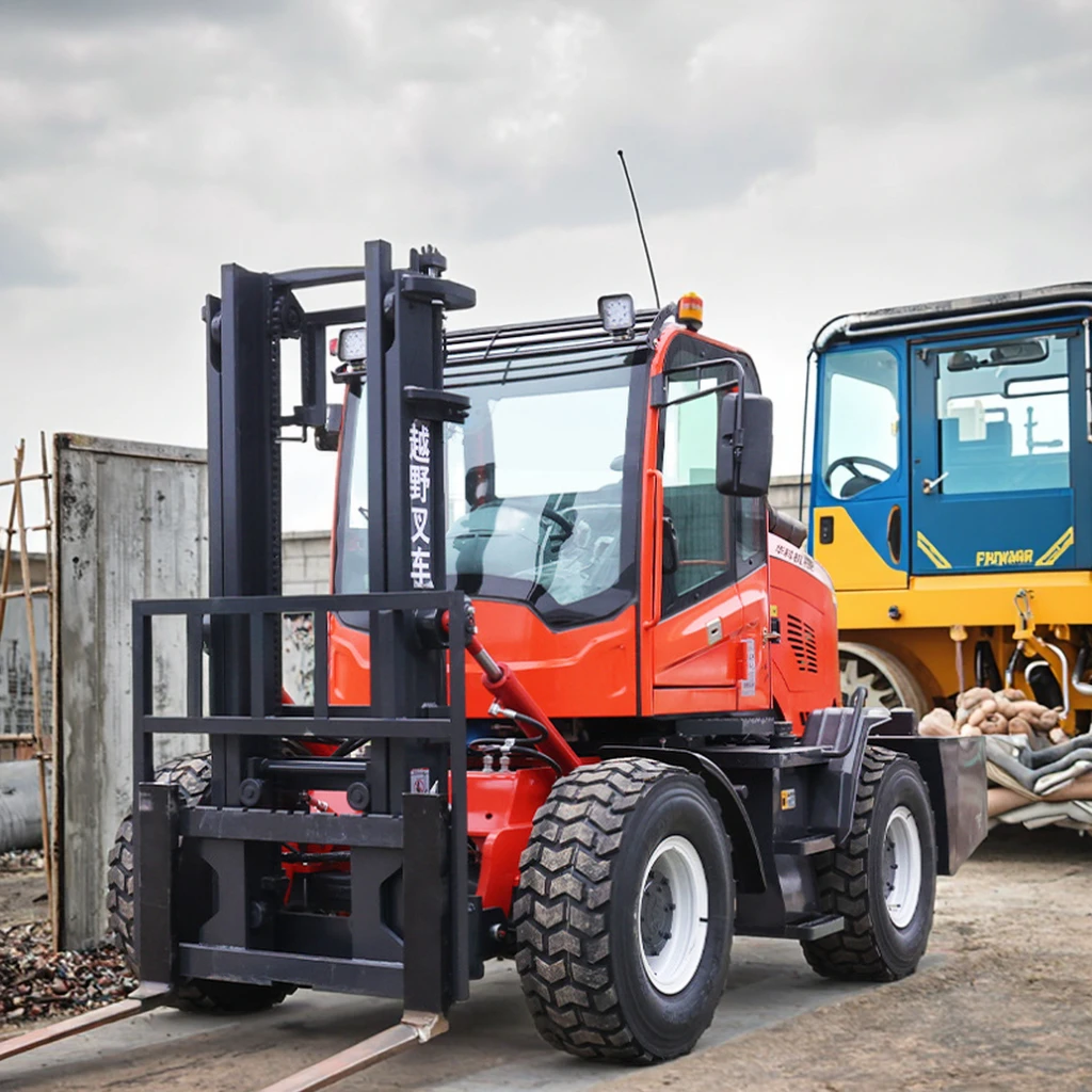 A Series Diesel Forklift Truck 3.5t CE ISO Customized Side Shift and Automatic Fork Adjustment Lifting Height 6m 4x4 Forklifts