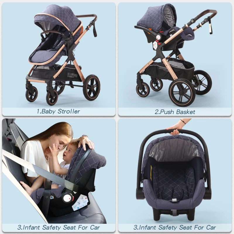 3 in 1 Stroller Baby Stroller YAZOCO Multifunctional High Landscape  Portable Aluminum Frame CE/CPC Safety Baby Carriage for Baby