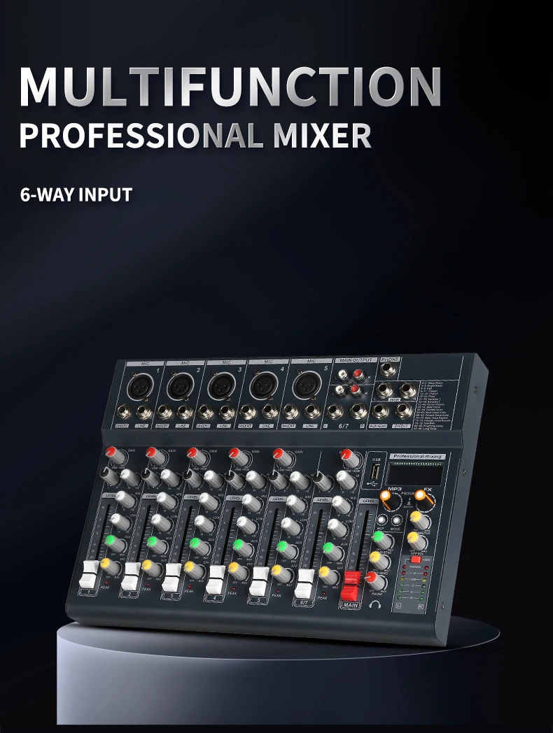 Gpub F7 Professional Stage Live Studio Karaoke Mini Audio Mixer Usb