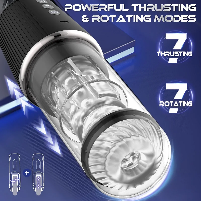 7 Thrusting Rotating Vibrating Stroker Sex Machine 3 in 1 Male Sex Toy Sucking Vibrator Masturbator for Man