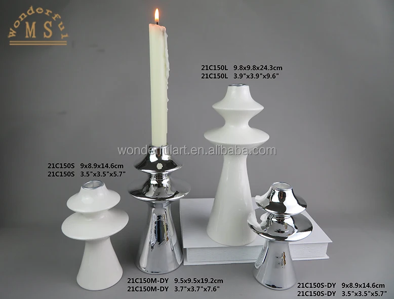 Hot sell modern ceramic candle holder unique candle vessels white candle container for home decor