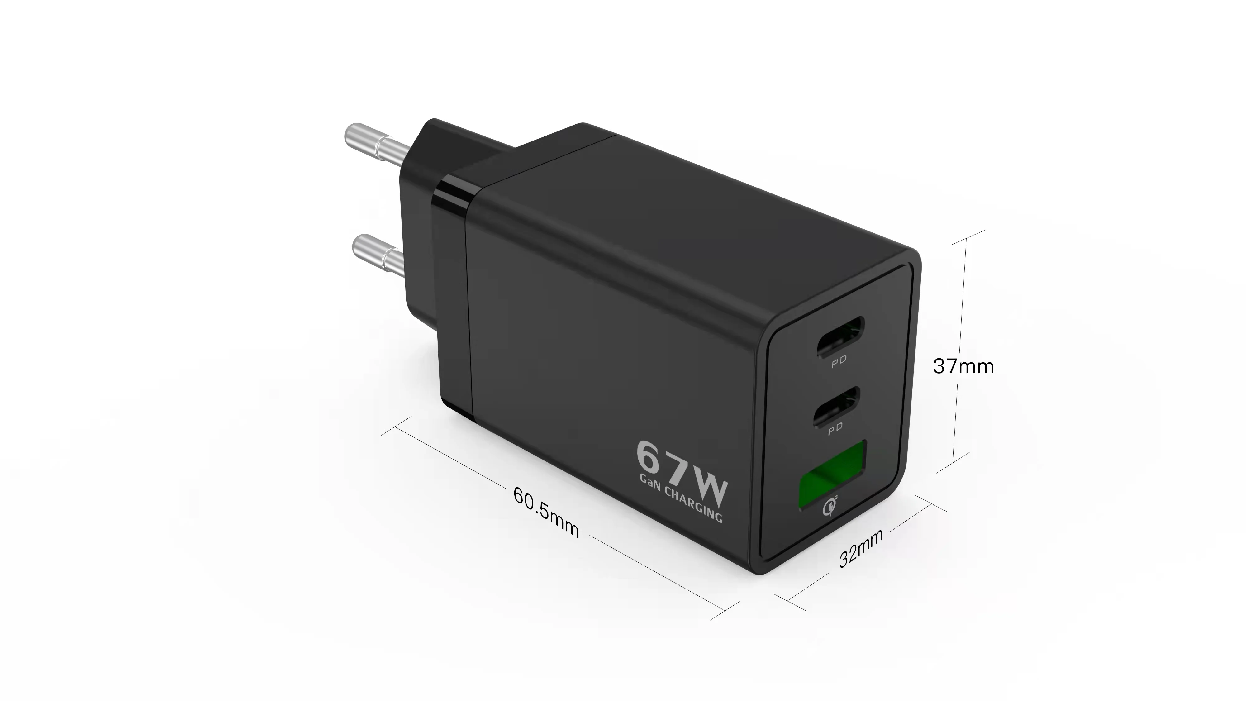 Gan 65w 67w Max Pd Qc3.0 Super Fast Multi-port Wall Charger Usb Type C ...
