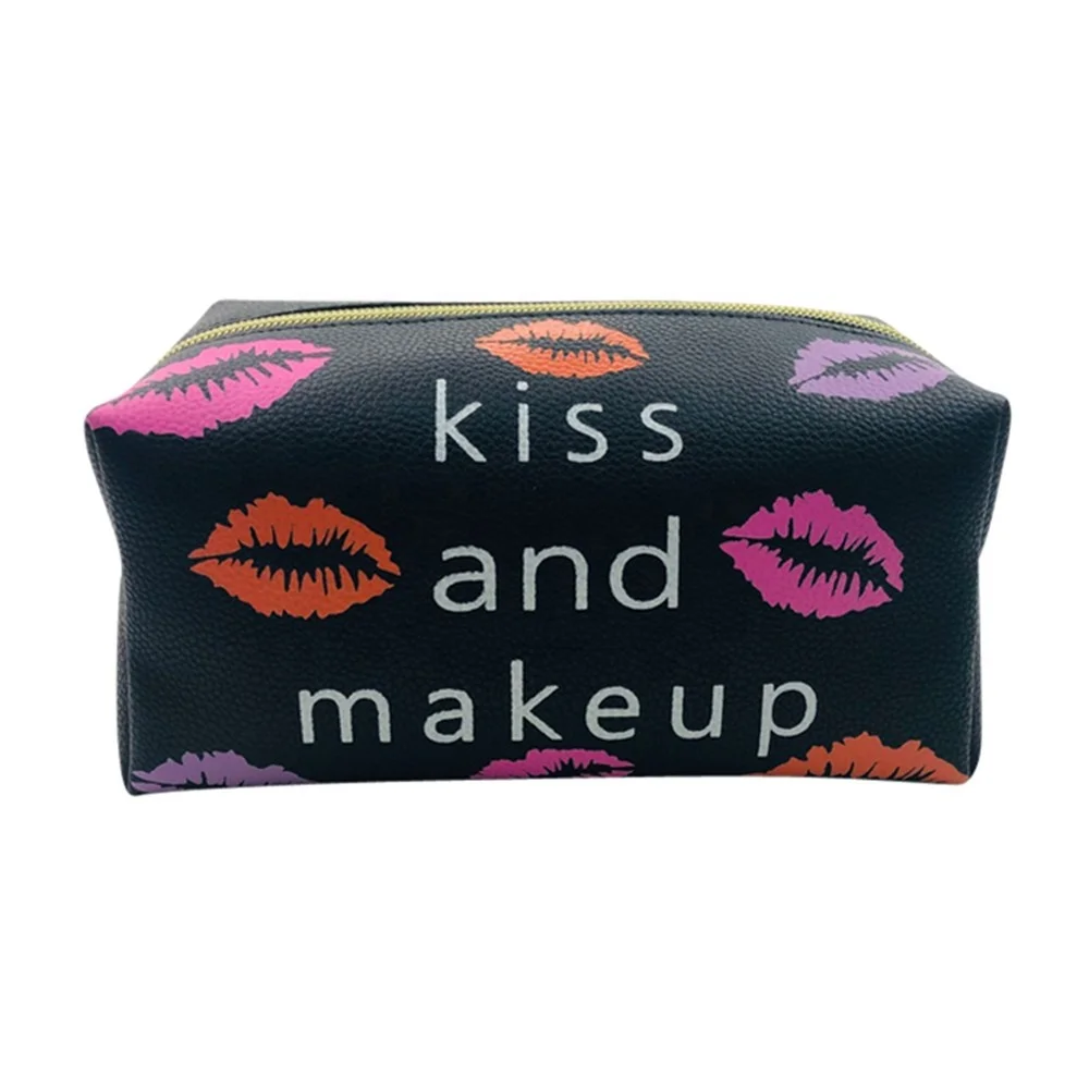 Guangzhou Wholesale Custom Makeup Bags Cosmetic Bags Lip Print Cosmetic Make Up Clutch Bag With Logo