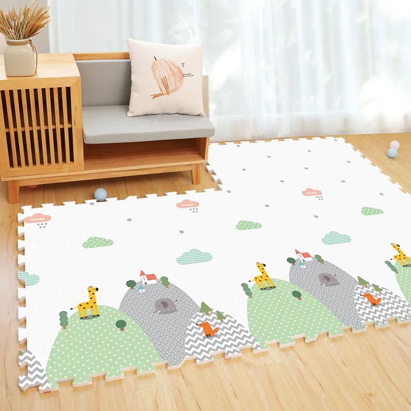 IVY Custom Design Floor Play Mat For Baby Crawling Child Baby Puzzle Mat Foldable Splicing XPE Reversible Mat