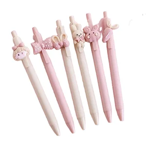 High Quality 0.5mm PVC Gel Pen Girls Custom Logo White Blue Red Silver Cute Rabbit Series Carrot Bowknot Design Made Durable