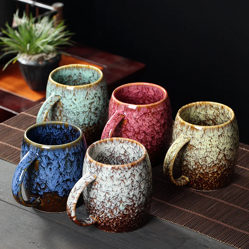 500ml Creative Personality Retro Kiln Changing Glaze Large Capacity  Japanese Coffee Cup Custom Ceramic Cup Coffee Mugs