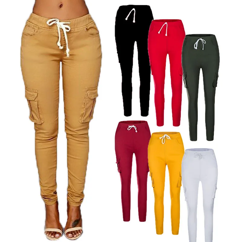 Pantalones De Talla Grande Para Mujer,Pantalón Cargo Con Bolsillos  Laterales,Informales,Ajustados,De Cintura Alta - Buy De Oficina Pantalones,Las  Mujeres Pantalones Ajustados,Pantalones Para Mujer Plus Tamaño Product on  Alibaba.com