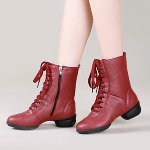 Jazz Dance Boots Women Ballroom Ladies Latin Warm Boots Square Modern Party Shoes Middle Heel 4cm Autumn Winter Dancing Sneakers