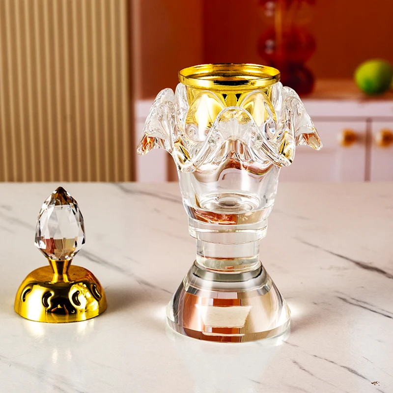 product new design exquisite fashion wave shape home decoration air purification treatment glass crystal aromatherapy stove-7