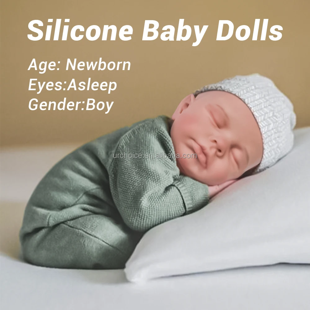 Mini Realistic Soft Twins 12 Inch Full Solid Silicone Sleeping Newborn ...