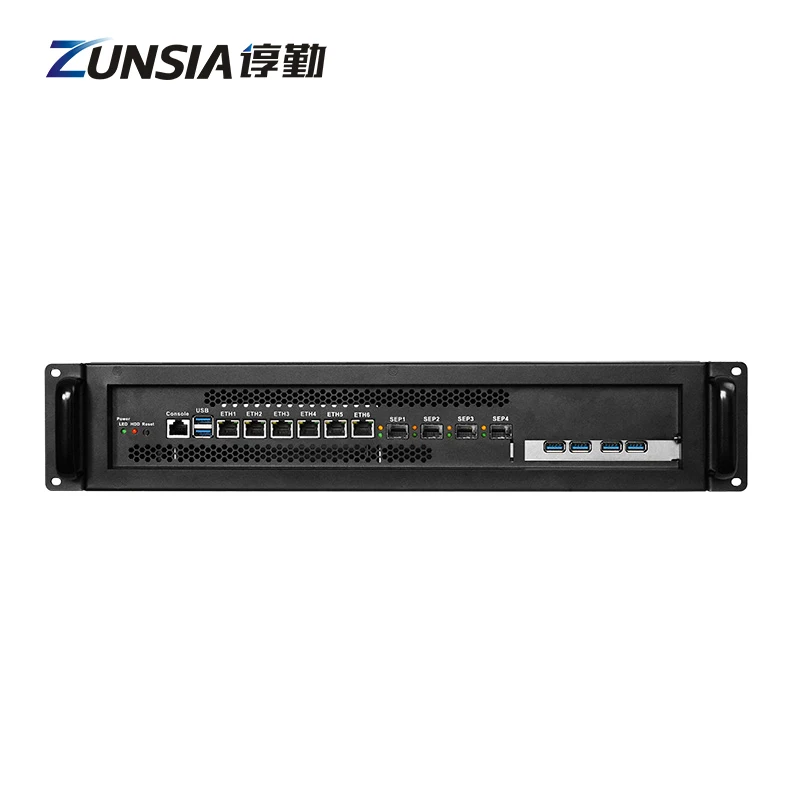 Zunsia 6LAN 4 * SFP 10G брандмауэр мини ПК промышленный 2U Серверный корпус с поддержкой 12-го LGA1700 13-го i3 i5 i7 i9 Pentium Celeron CPU