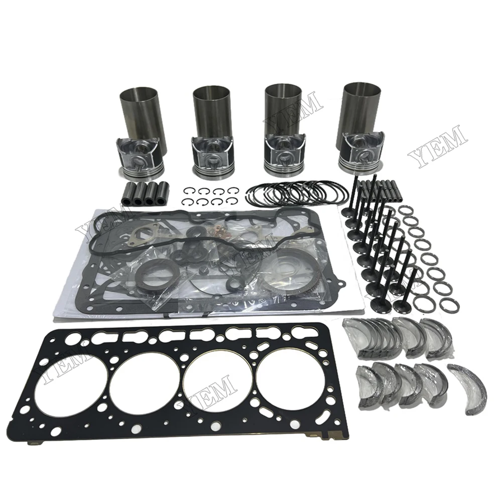 V3800 Engine Rebuild Kit With Gasket Kit Engine Valves Bearings Set for Kubota