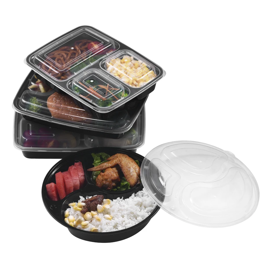 Tiya Takeout Food Containers - Plastic Compartment Storage To-Go Boxes - Reusable, Microwavable, Dishwasher Safe - Leak Proof for Restaurants and