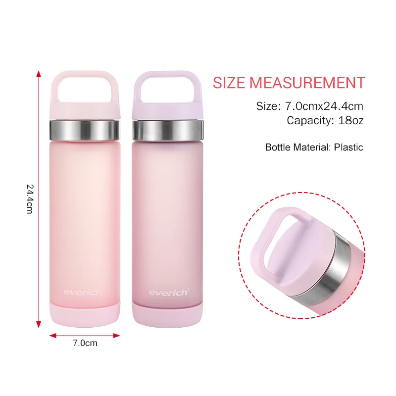 Everich 2024 Newest 600ml Plastic Bottles Bpa Free Tritan Water Bottles with Pill case