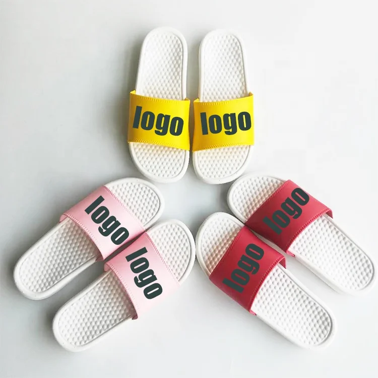 2022 New Design Custom Rubber Massage Sole Slides Sandals With Logo PVC Beach Flip Flop Bath slippers Custom logo Durable
