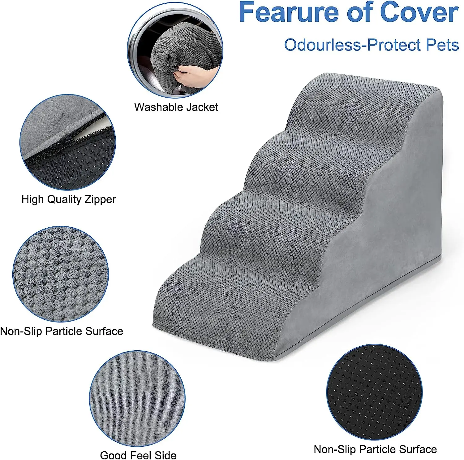 Durable High Density Pet Dog Stairs Bed With Foam 2/3/4 Steps Pet