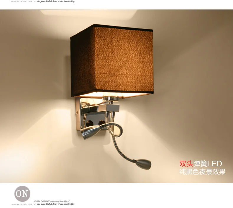 2021 Nordic style Hotel bedside Light decorative  fabric iron led bed wall lights lamp