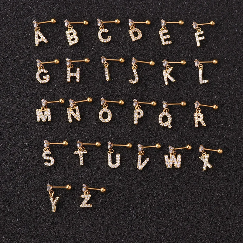 1pc Creative 26 Letras Colgantes Pendientes De Cartílago 1pc Creative 26 Letras Colgantes Pendientes De Cartílago