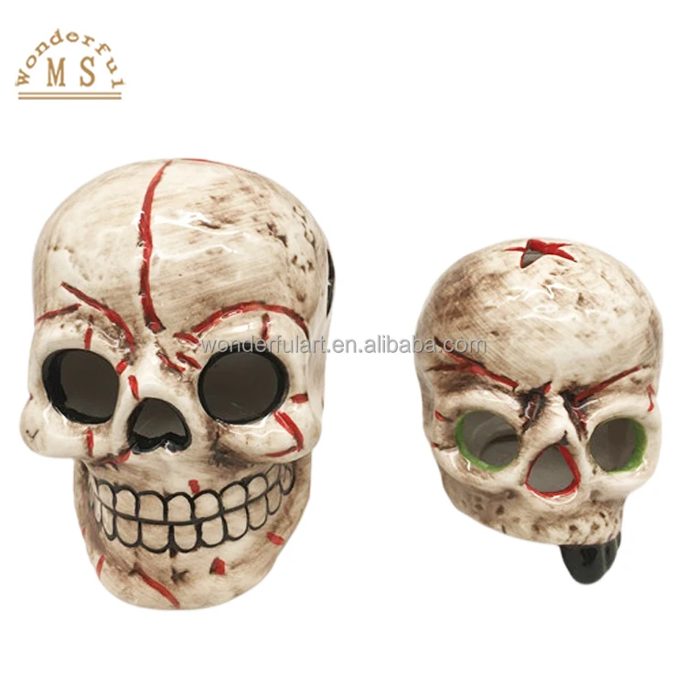 Oem customized resin skull skeleton ghost succulent desk ornament souvenir gifts home decor garden ornament