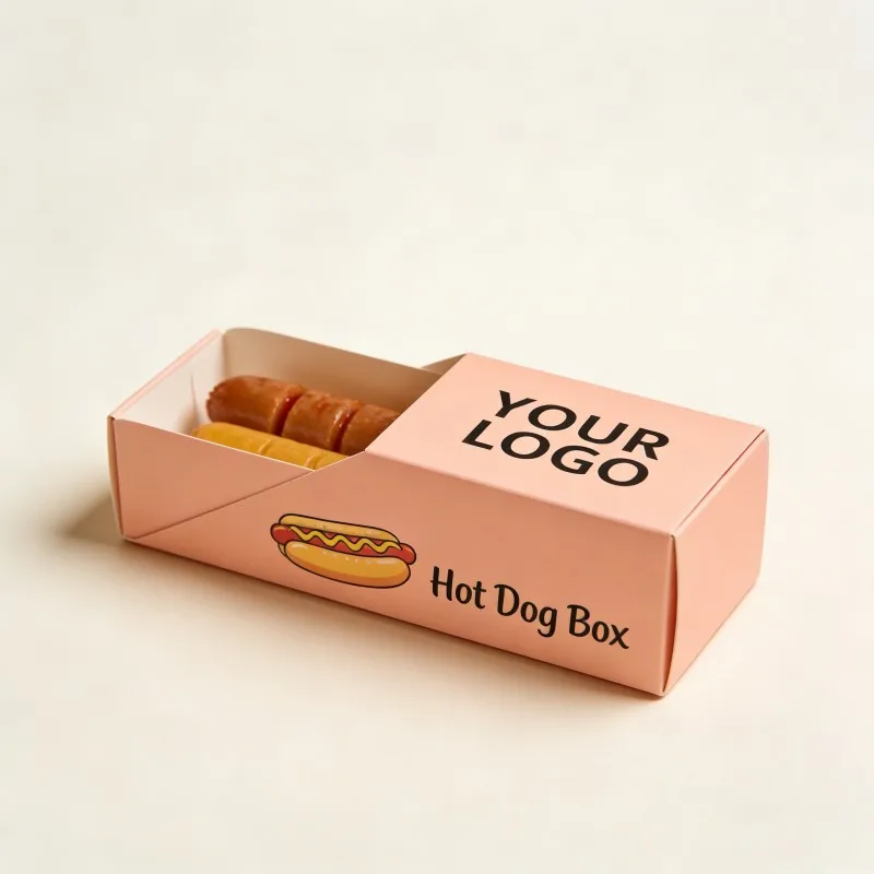 Food Grade Paper Box Large Corn Stick Custom Paper Craft Hot Dog Box French Fry Cake Containers Waffle Packaging for Catering