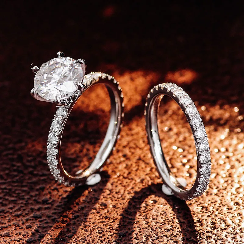 Fine Jewelry 14k White Gold Wedding Rings for Couples with 8mm