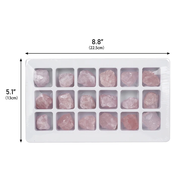 18 шт. в коробке натуральный шероховатый неполированный розовый кварц сырой камень кристаллический лечебный