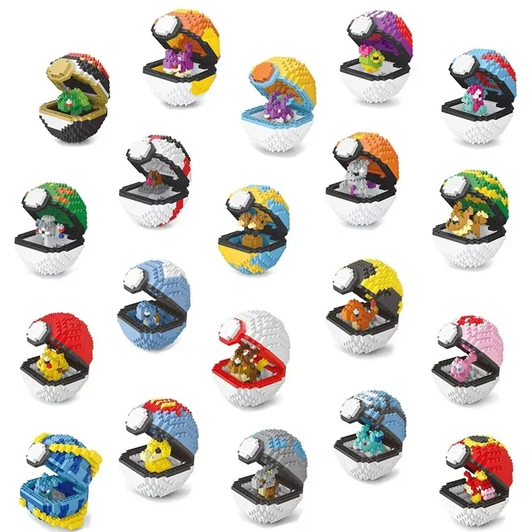 20 Box Size 8.5cm Pokemoned Series Ball Bricks Nano Educational ABS Plastic Cartoon Toy Construction Block Set Building Action