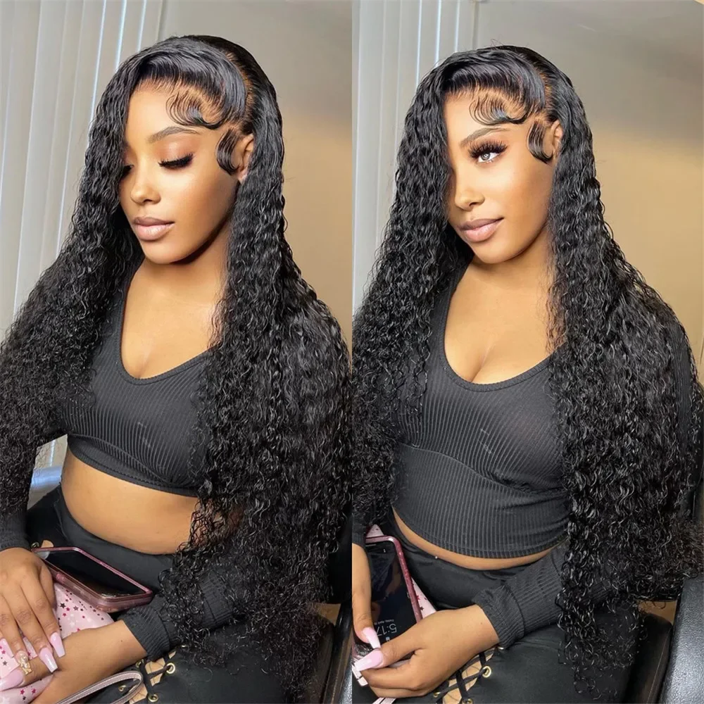 13x4 13x6 Deep Wave HD Lace Frontal Curly Human Hair Wigs Mulheres Sem Cola Pré-Plucked 30 40 Polegadas Water Wave Lace Front Wig_voghion.com