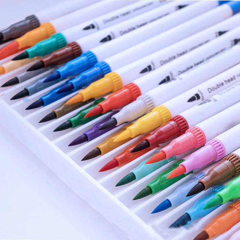 Wholesale 12/24/36/48/60/80/100/120 Colors Watercolor Art Markers Dual Tip  Brush Pen Set With Two-Sided Tips White Brush Pen - Buy Wholesale  12/24/36/48/60/80/100/120 Colors Watercolor Art Markers Dual Tip Brush Pen  Set With Two-Sided