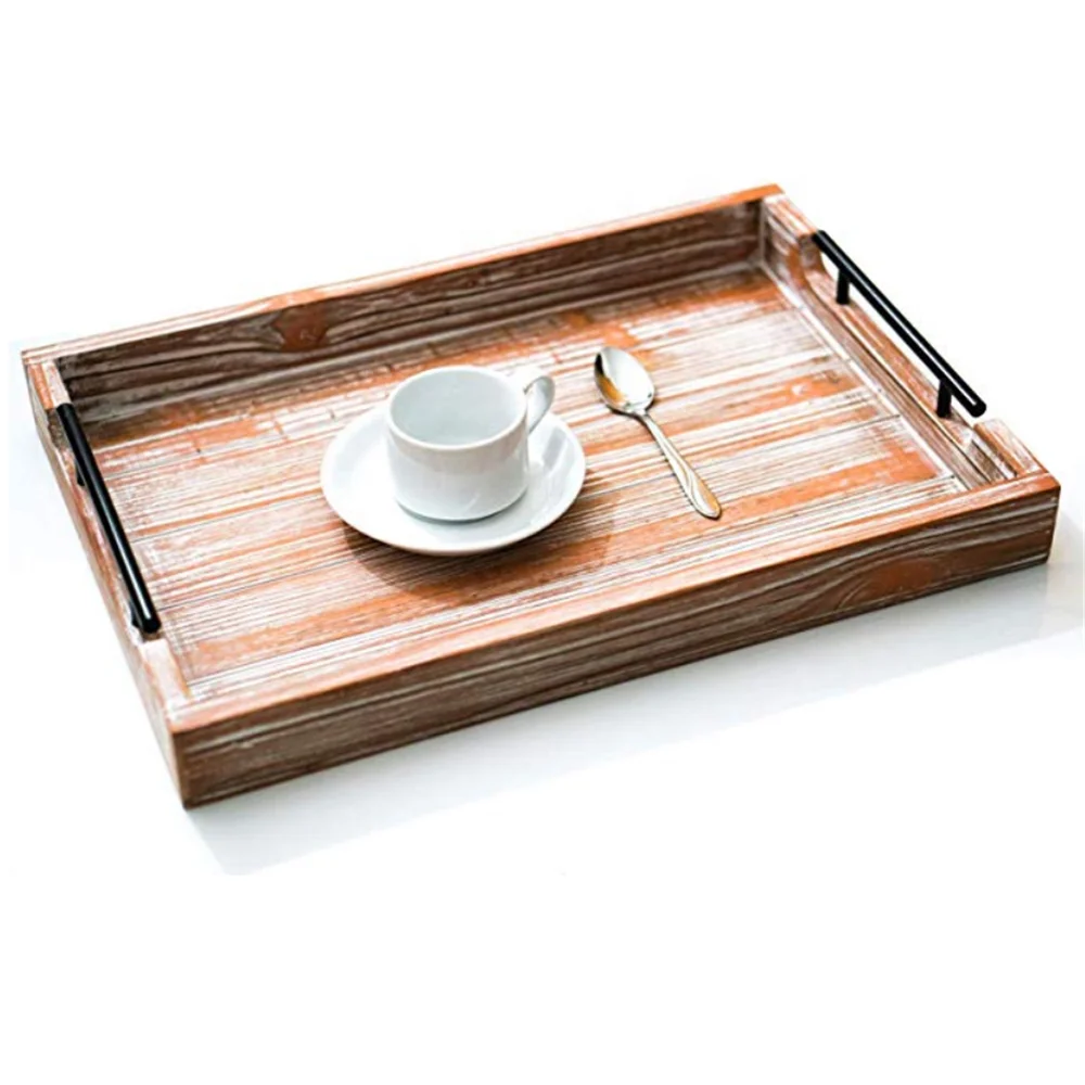 vassoio da colazione per tè e caffè per piatto decorativo da tavolo per feste piatto da portata in legno di bambù Mrinb Vassoio da portata 
