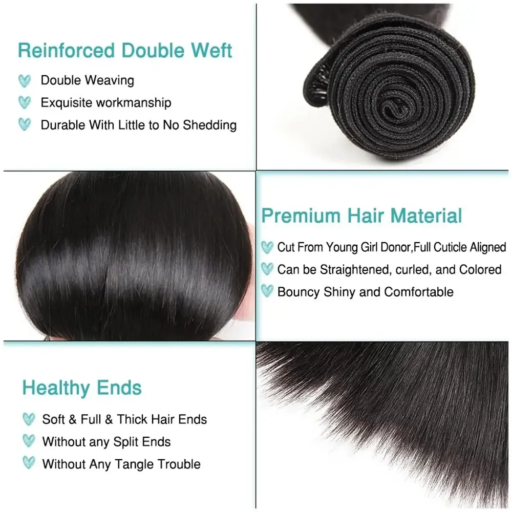 12A Glattes Echthaar-Bündel, 100 % unbehandeltes Haar, knochenglatt, Tissage Bresilien-Extensions_voghion.com