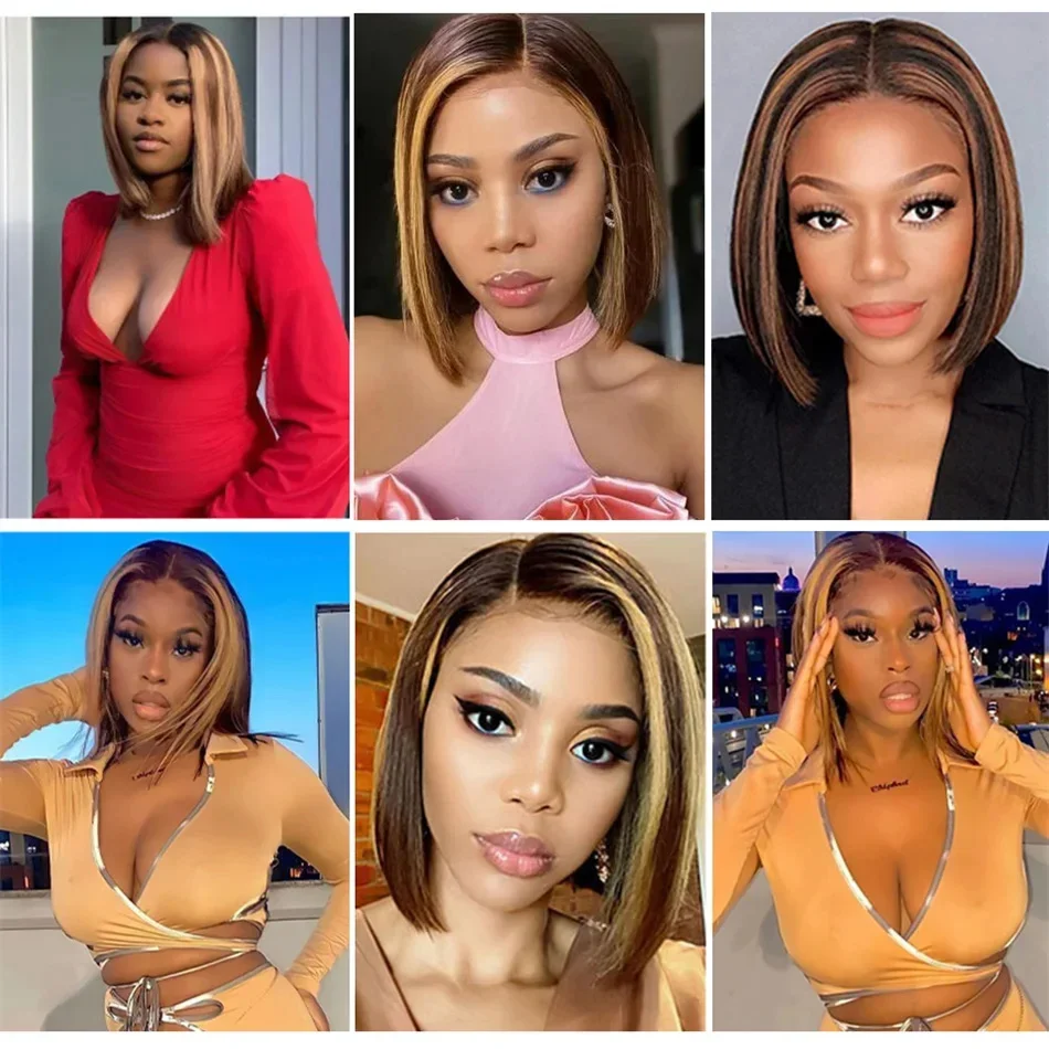 Kurze Bob Echthaar Perücke Mit Lace Front Für Damen Remy Haar_voghion.com