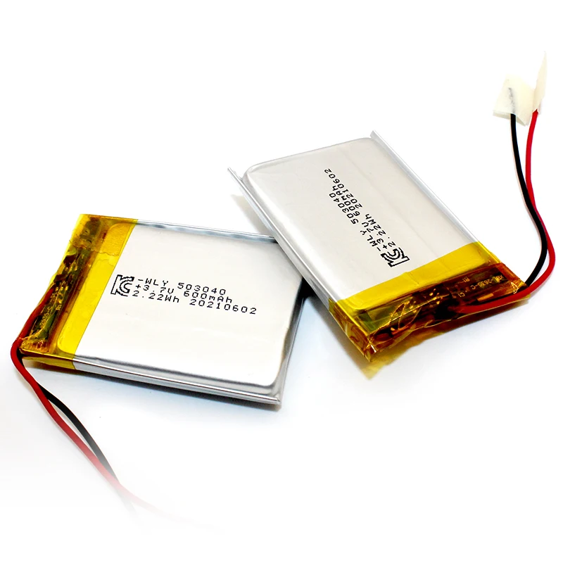2x XINJ 702040 600mAh 3.7V Li-Po Rechargeable Battery With Thermistor – 3-Wire 3-Pin 1.0mm Connector